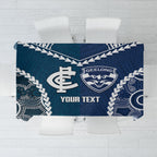 Custom Football Cats and Blues Tablecloth 2026 Together Aboriginal Polynesian Pattern