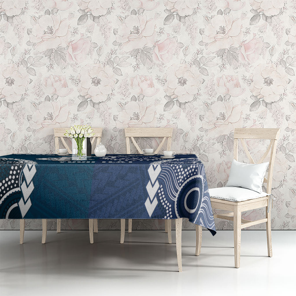 Custom Football Cats and Blues Tablecloth 2026 Together Aboriginal Polynesian Pattern