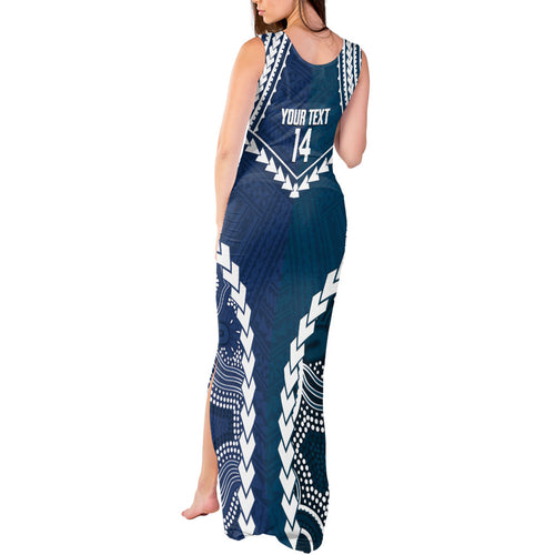 Custom Football Cats and Blues Tank Maxi Dress 2026 Together Aboriginal Polynesian Pattern