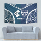 Custom Football Cats and Blues Tapestry 2026 Together Aboriginal Polynesian Pattern