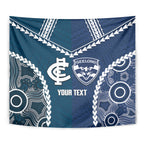 Custom Football Cats and Blues Tapestry 2026 Together Aboriginal Polynesian Pattern