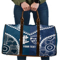 Custom Football Cats and Blues Travel Bag 2026 Together Aboriginal Polynesian Pattern