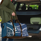 Custom Football Cats and Blues Travel Bag 2026 Together Aboriginal Polynesian Pattern