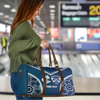 Custom Football Cats and Blues Travel Bag 2026 Together Aboriginal Polynesian Pattern