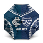 Custom Football Cats and Blues Umbrella 2026 Together Aboriginal Polynesian Pattern