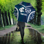 Custom Football Cats and Blues Umbrella 2026 Together Aboriginal Polynesian Pattern