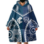 Custom Football Cats and Blues Wearable Blanket Hoodie 2026 Together Aboriginal Polynesian Pattern