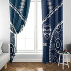 Custom Football Cats and Blues Window Curtain 2026 Together Aboriginal Polynesian Pattern