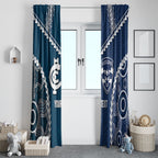 Custom Football Cats and Blues Window Curtain 2026 Together Aboriginal Polynesian Pattern