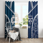 Custom Football Cats and Blues Window Curtain 2026 Together Aboriginal Polynesian Pattern