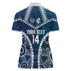 Custom Football Cats and Blues Women Polo Shirt 2026 Together Aboriginal Polynesian Pattern
