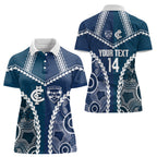 Custom Football Cats and Blues Women Polo Shirt 2026 Together Aboriginal Polynesian Pattern