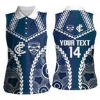 Custom Football Cats and Blues Women Sleeveless Polo Shirt 2026 Together Aboriginal Polynesian Pattern