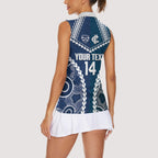 Custom Football Cats and Blues Women Sleeveless Polo Shirt 2026 Together Aboriginal Polynesian Pattern