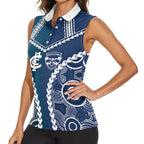Custom Football Cats and Blues Women Sleeveless Polo Shirt 2026 Together Aboriginal Polynesian Pattern