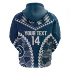 Custom Football Cats and Blues Zip Hoodie 2026 Together Aboriginal Polynesian Pattern
