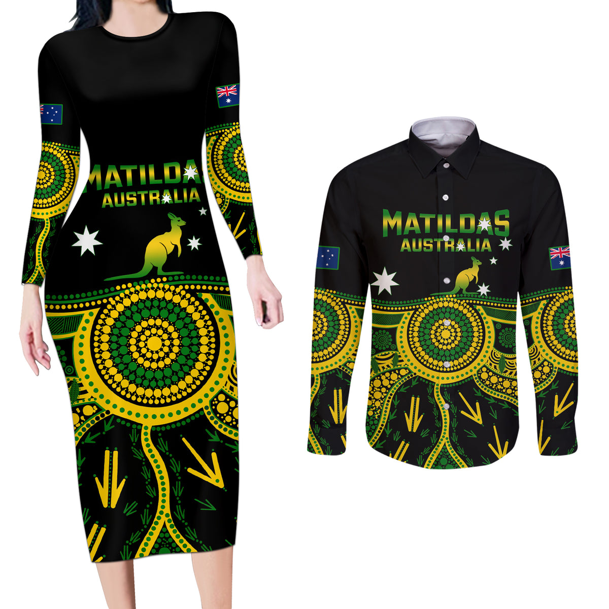 australia-soccer-couples-matching-long-sleeve-bodycon-dress-and-long-sleeve-button-shirts-aboriginal-go-matildas-2023-world-cup