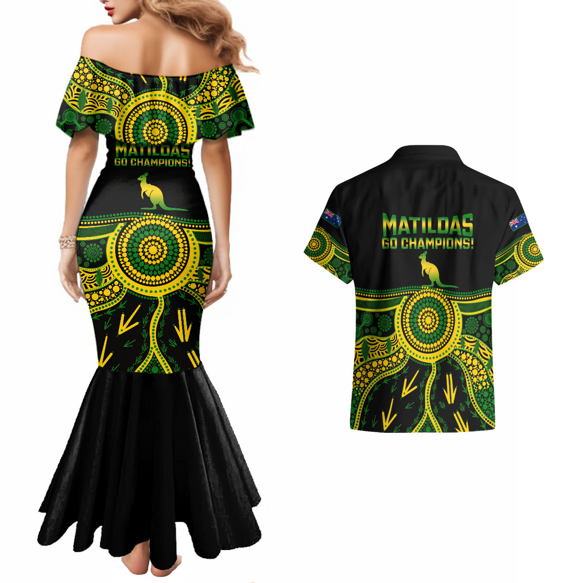 australia-soccer-couples-matching-mermaid-dress-and-hawaiian-shirt-aboriginal-go-matildas-2023-world-cup
