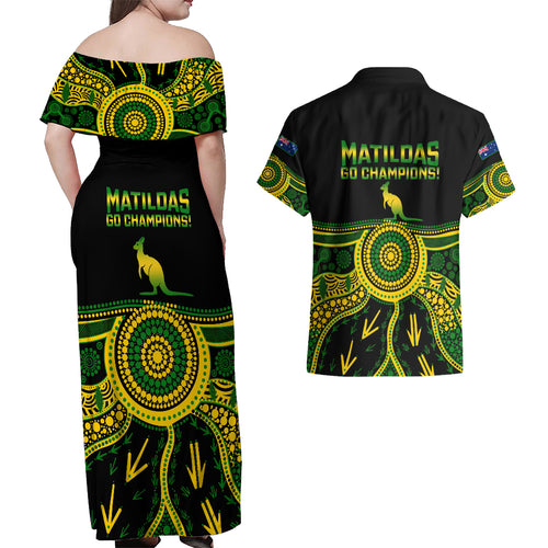 australia-soccer-couples-matching-off-shoulder-maxi-dress-and-hawaiian-shirt-aboriginal-go-matildas-2023-world-cup