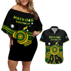 australia-soccer-couples-matching-off-shoulder-short-dress-and-hawaiian-shirt-aboriginal-go-matildas-2023-world-cup