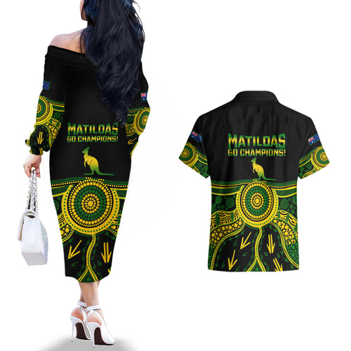 australia-soccer-couples-matching-off-the-shoulder-long-sleeve-dress-and-hawaiian-shirt-aboriginal-go-matildas-2023-world-cup