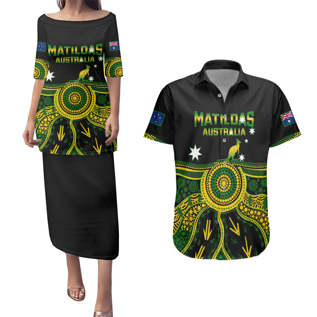 australia-soccer-couples-matching-puletasi-dress-and-hawaiian-shirt-aboriginal-go-matildas-2023-world-cup