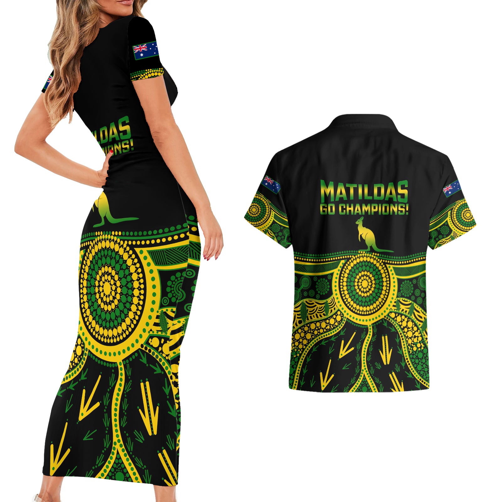 australia-soccer-couples-matching-short-sleeve-bodycon-dress-and-hawaiian-shirt-aboriginal-go-matildas-2023-world-cup
