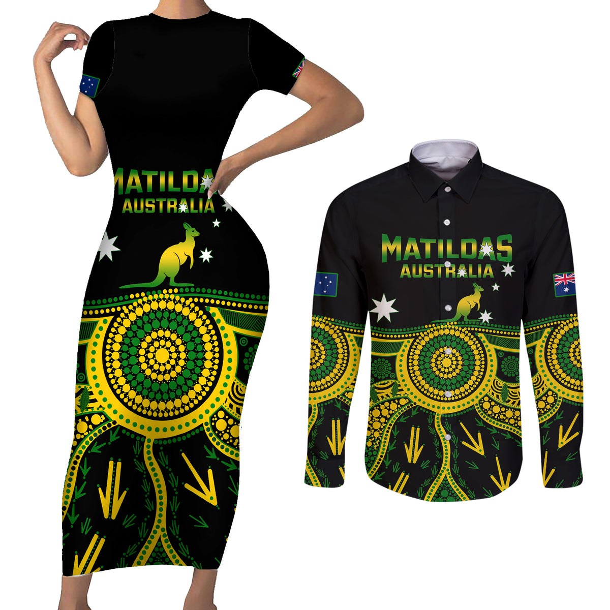 australia-soccer-couples-matching-short-sleeve-bodycon-dress-and-long-sleeve-button-shirts-aboriginal-go-matildas-2023-world-cup