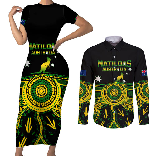 australia-soccer-couples-matching-short-sleeve-bodycon-dress-and-long-sleeve-button-shirts-aboriginal-go-matildas-2023-world-cup