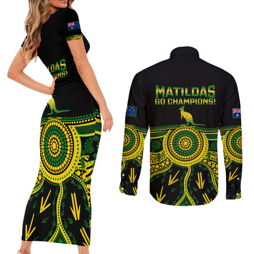 australia-soccer-couples-matching-short-sleeve-bodycon-dress-and-long-sleeve-button-shirts-aboriginal-go-matildas-2023-world-cup