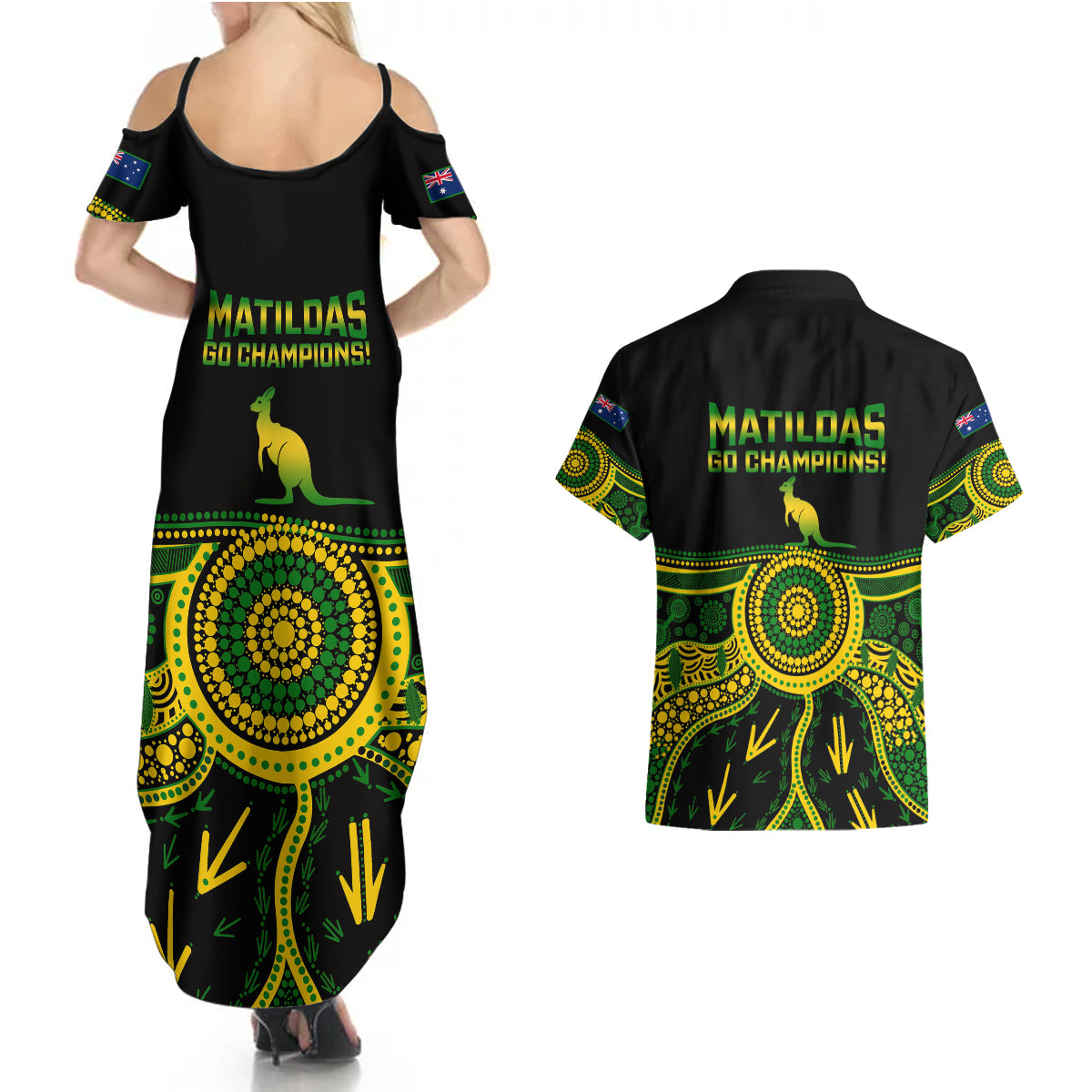 australia-soccer-couples-matching-summer-maxi-dress-and-hawaiian-shirt-aboriginal-go-matildas-2023-world-cup