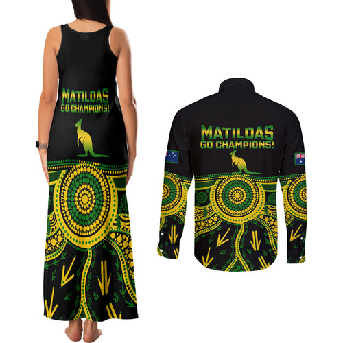 australia-soccer-couples-matching-tank-maxi-dress-and-long-sleeve-button-shirts-aboriginal-go-matildas-2023-world-cup