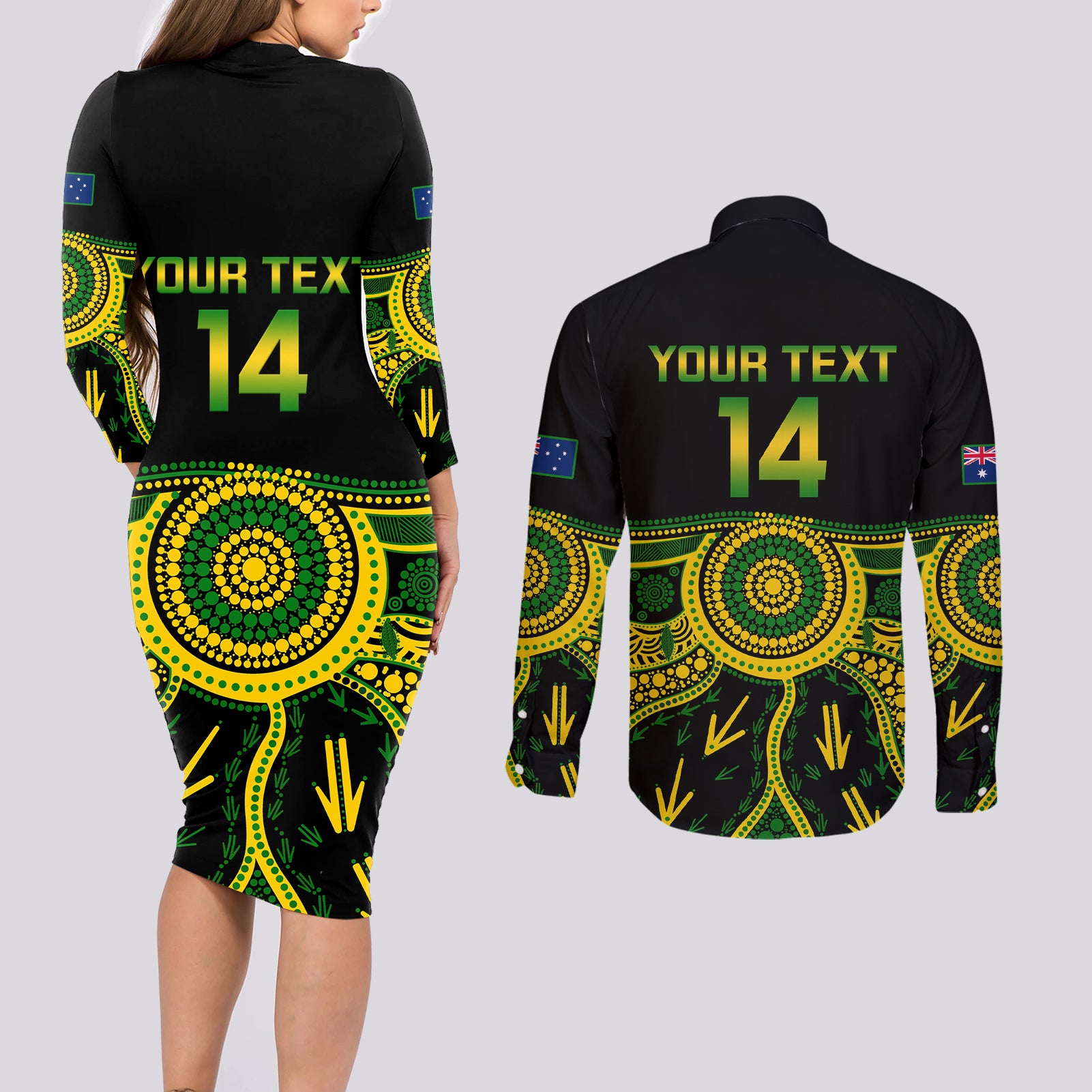 personalised-australia-soccer-couples-matching-long-sleeve-bodycon-dress-and-long-sleeve-button-shirts-aboriginal-go-matildas-2023-world-cup