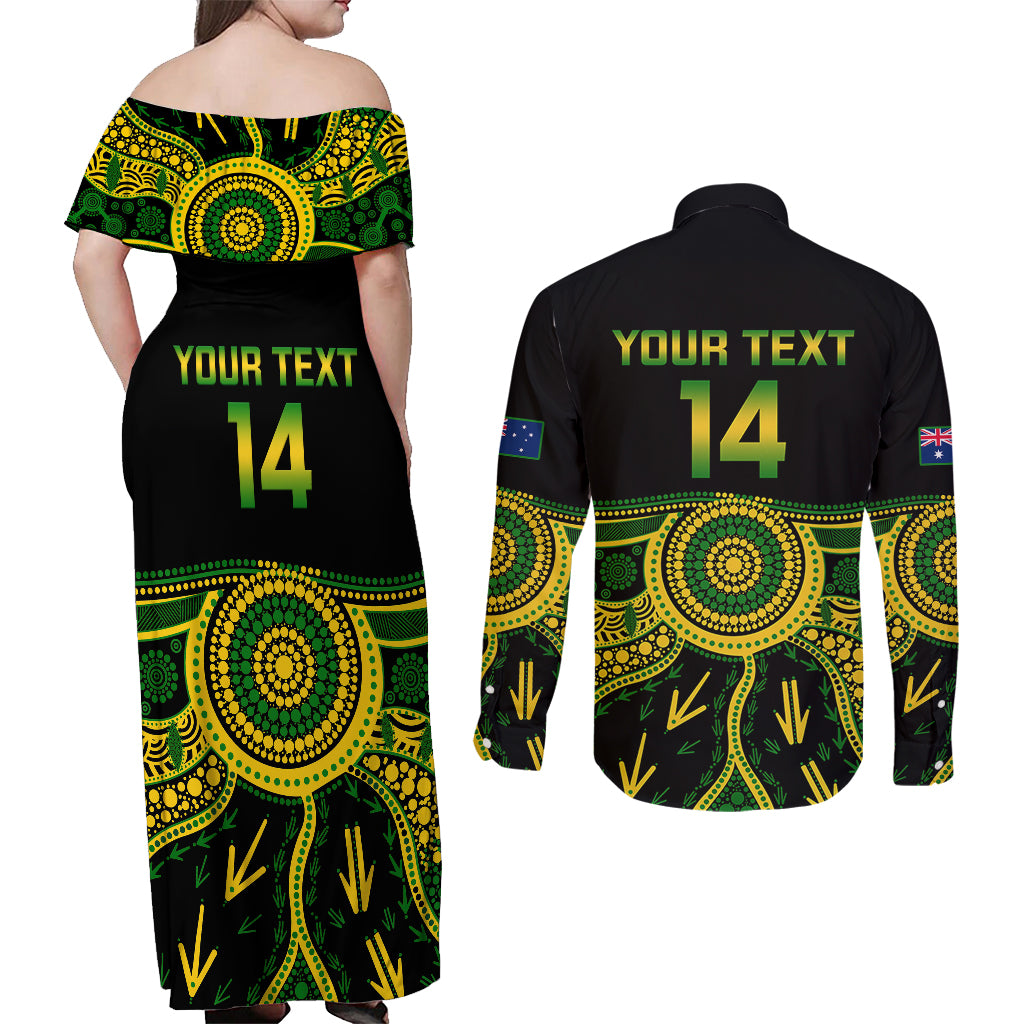 personalised-australia-soccer-couples-matching-off-shoulder-maxi-dress-and-long-sleeve-button-shirts-aboriginal-go-matildas-2023-world-cup