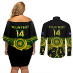 personalised-australia-soccer-couples-matching-off-shoulder-short-dress-and-long-sleeve-button-shirts-aboriginal-go-matildas-2023-world-cup