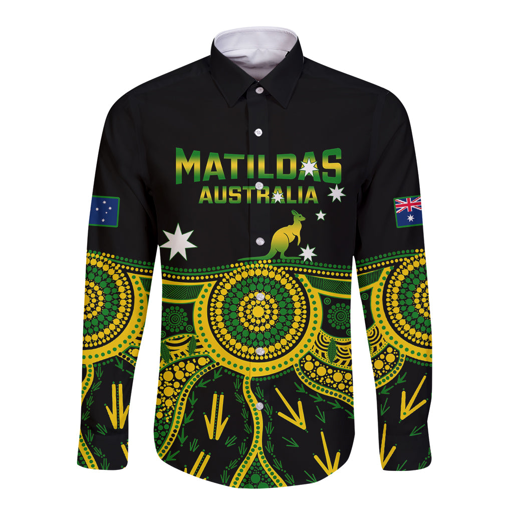 personalised-australia-soccer-long-sleeve-button-shirt-aboriginal-go-matildas-2023-world-cup
