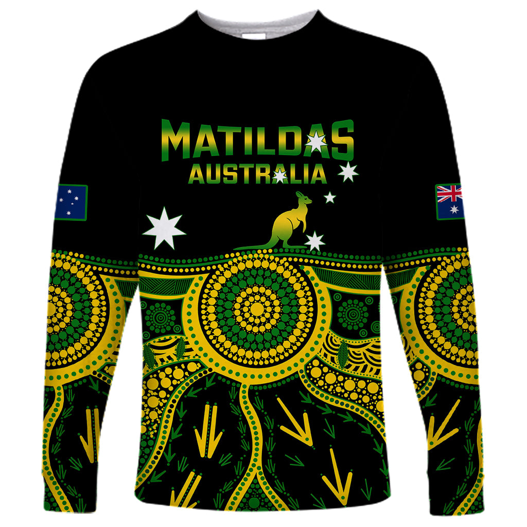 personalised-australia-soccer-long-sleeve-shirt-aboriginal-go-matildas-2023-world-cup