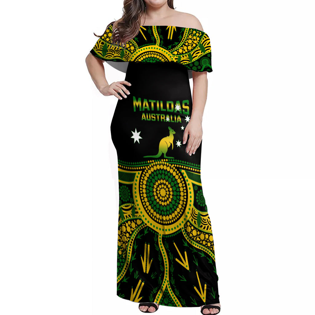 personalised-australia-soccer-off-shoulder-maxi-dress-aboriginal-go-matildas-2023-world-cup