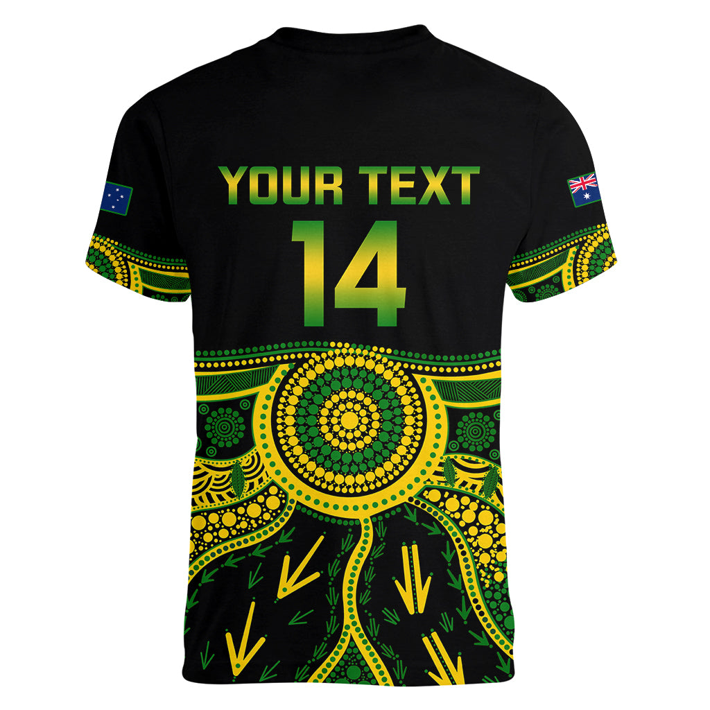 personalised-australia-soccer-women-v-neck-t-shirt-aboriginal-go-matildas-2023-world-cup