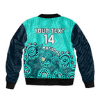 personalised-australia-soccer-bomber-jacket-aboriginal-turquoise-2023-world-cup-with-kangaroo