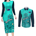 personalised-australia-soccer-couples-matching-long-sleeve-bodycon-dress-and-long-sleeve-button-shirts-aboriginal-turquoise-2023-world-cup-with-kangaroo