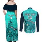 personalised-australia-soccer-couples-matching-off-shoulder-maxi-dress-and-long-sleeve-button-shirts-aboriginal-turquoise-2023-world-cup-with-kangaroo