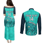 personalised-australia-soccer-couples-matching-puletasi-dress-and-long-sleeve-button-shirts-aboriginal-turquoise-2023-world-cup-with-kangaroo