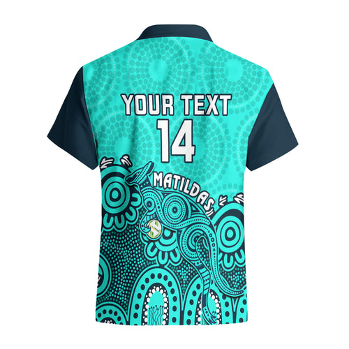 personalised-australia-soccer-hawaiian-shirt-aboriginal-turquoise-2023-world-cup-with-kangaroo
