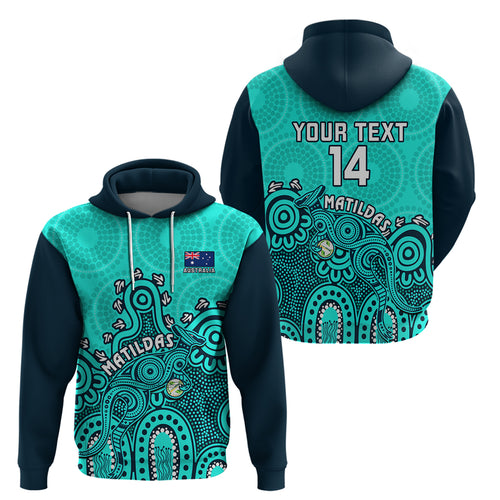 personalised-australia-soccer-hoodie-aboriginal-turquoise-2023-world-cup-with-kangaroo