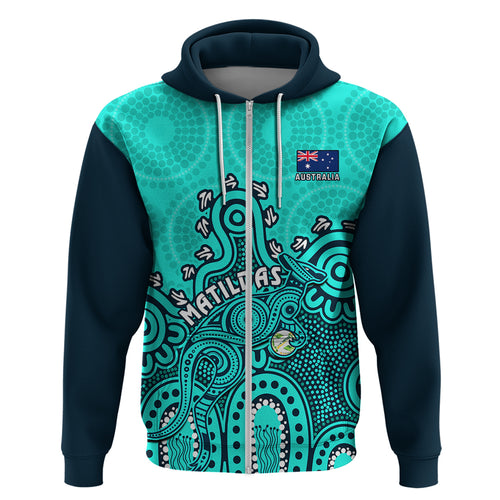 personalised-australia-soccer-hoodie-aboriginal-turquoise-2023-world-cup-with-kangaroo
