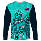 personalised-australia-soccer-long-sleeve-shirt-aboriginal-turquoise-2023-world-cup-with-kangaroo
