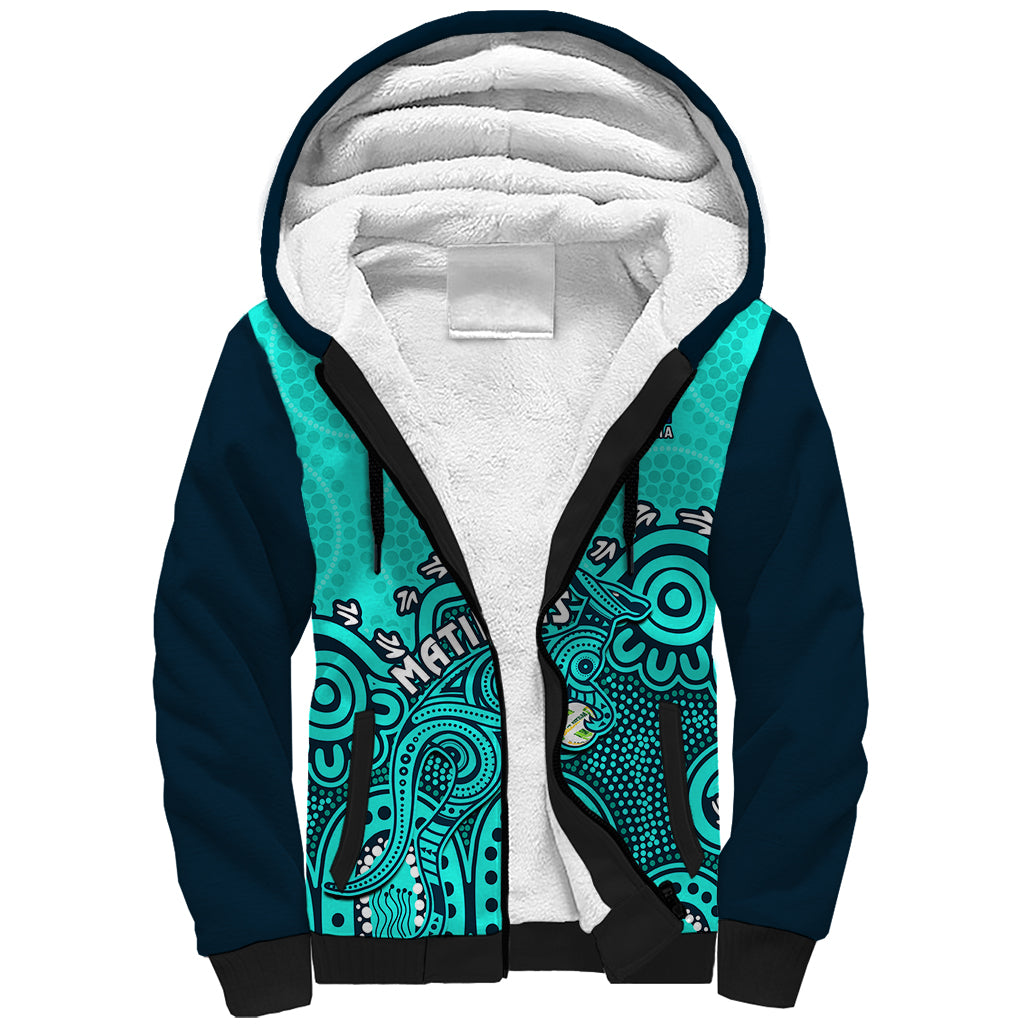personalised-australia-soccer-sherpa-hoodie-aboriginal-turquoise-2023-world-cup-with-kangaroo