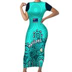 personalised-australia-soccer-short-sleeve-bodycon-dress-aboriginal-turquoise-2023-world-cup-with-kangaroo