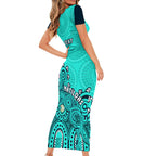 personalised-australia-soccer-short-sleeve-bodycon-dress-aboriginal-turquoise-2023-world-cup-with-kangaroo